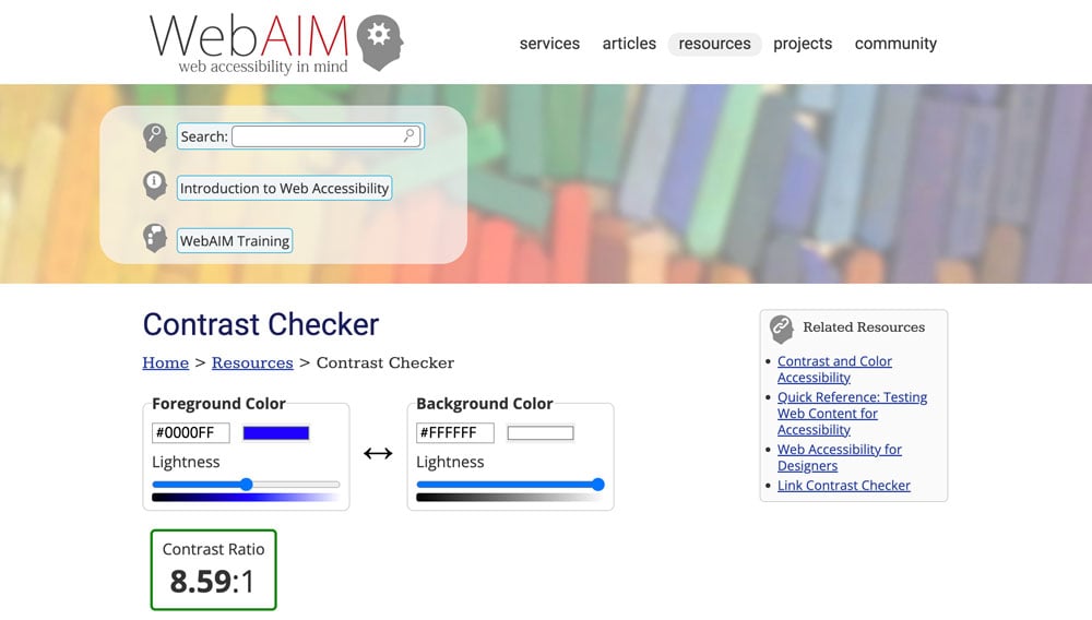 WebAIM Color Contrast Checker Website