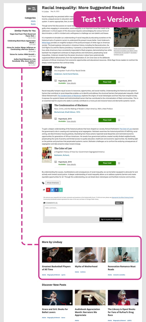 Screenshot of a BiblioWeb blog post with Similar Posts on the left and More by the Author at the bottom.