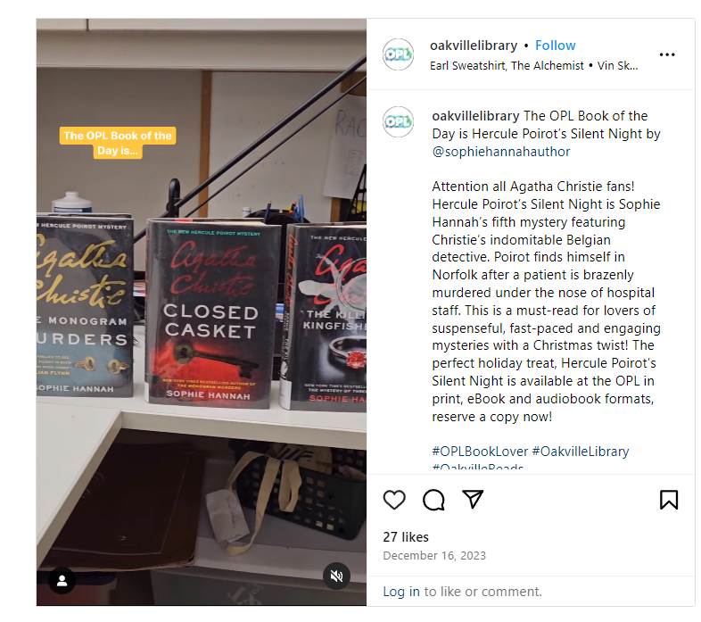 Instagram Post by Oakville Library