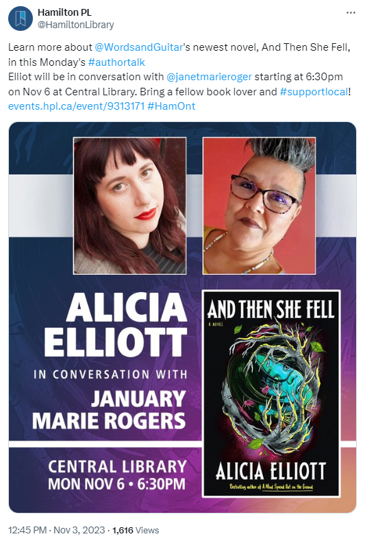 Twitter Post by Hamilton Public Library