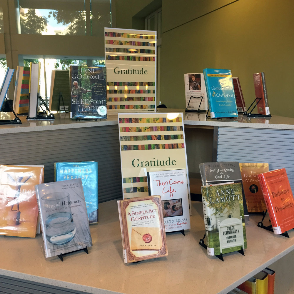A display of books at Santa Monica Public Library.