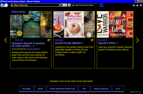 A BiblioWeb homepage viewed in High Contrast mode on Windows.